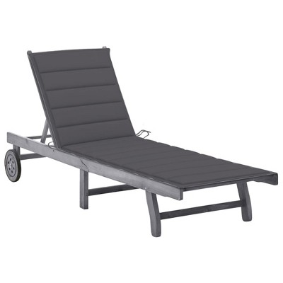 vidaXL Patio Sun Lounger with Cushion Gray Solid Acacia Wood