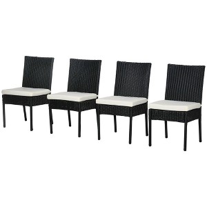PAGED Set of 4 Patio Dining Chairs with Cushions,Modern Rattan Outdoor Dining Chairs with Backrest,Chairs Suitable for Patio,Garden - 1 of 4