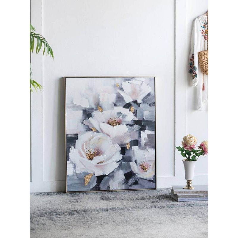 32.5&#34;x40&#34; Blooming White Florals Hand Painted Champagne Framed Wall Art Blue - A&#38;B Home, 6 of 20