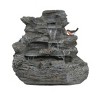 Christopher Knight Home Fina Modern 4-Tiered Outdoor Concrete Rock Waterfall Fountain with LED Light - 2 of 4