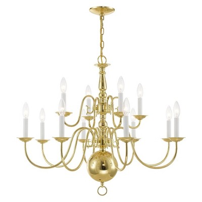 Livex Lighting Williamsburgh 12 - Light Chandelier in  Polished Brass