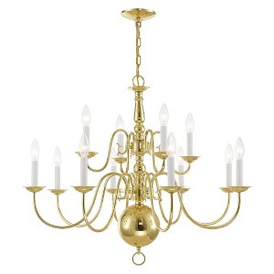 Livex Lighting Williamsburgh 12 - Light Chandelier in  Polished Brass - 1 of 2