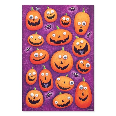 22ct Halloween 3D Puffy Stickers Googly-eyed Pumpkins