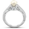 Pompeii3 Diamond Pearl Vintage Gatsby Style Ring 14K White Gold - 3 of 4