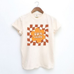 Simply Sage Market Women's Sun Shine Checkered Short Sleeve Garment Dyed Tee - 1 of 3