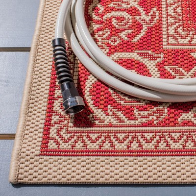 Burnt Orange Baroque Print Square Synthetic Area Rug