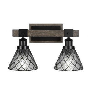 Toltec Lighting Tacoma 2 - Light Vanity in  Black/Painted Wood with 7" Diamond Ice Art Glass Shade - 1 of 1