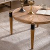 36" Solid Wood Coffee Table,Round Farmhouse Rustic Modern Accent Table for Living Room Bedroom Office-Baofuwish - 3 of 4
