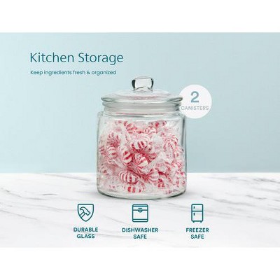Clear Glass Storage Canisters with Lids and Chalk Labels, Set of 2
