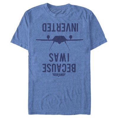 Men\'s Top Gun Heather Large T-shirt Target Was - 2x - Royal I : Blue Because Inverted