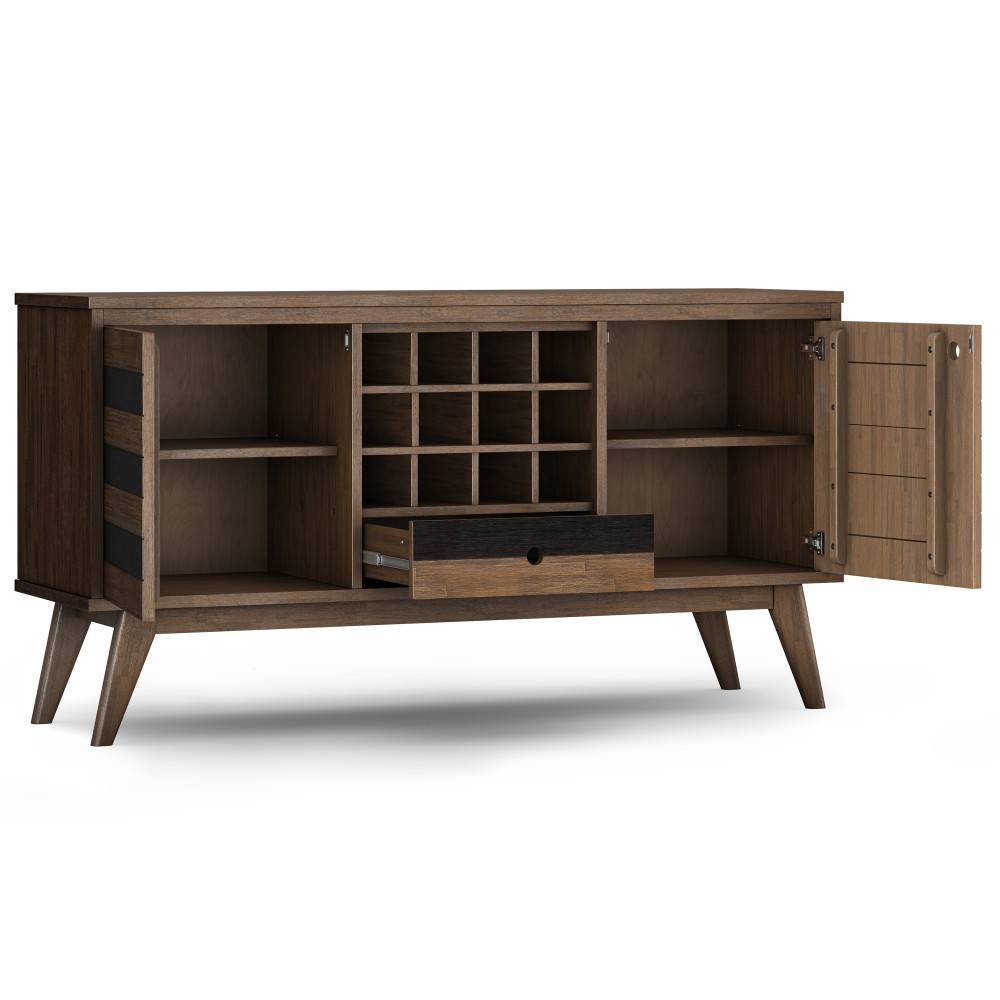 Photos - Display Cabinet / Bookcase WyndenHall Wright Sideboard with Wine Storage Rustic Natural Aged Brown