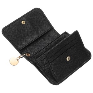 Unique Bargains Multi Slots Front Pocket Coin Credit ID Card Holder PU Leather Wallet Black - 1 of 4