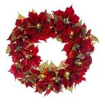 Kurt Adler 18" Battery-Operated Red Poinsettia LED Wreath