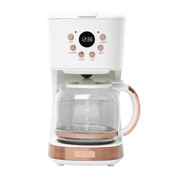Haden Heritage Innovative 12 Cup Capacity Programmable Vintage Retro Style Home Countertop Coffee Maker Machine with Glass Carafe, Ivory/Copper