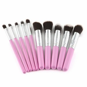 Makeup Brushes Premium 10PCS Synthetic Foundation Powder Concealers Eye Shadows Sliver Pink Makeup Brush Sets (Pink) - 1 of 4