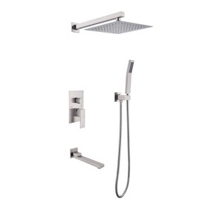PAGED Ceiling Mounted Shower Head Modern Rain Shower Head with Tub Spout, Shower Bracket and Water Control Valve for Restroom - 1 of 4