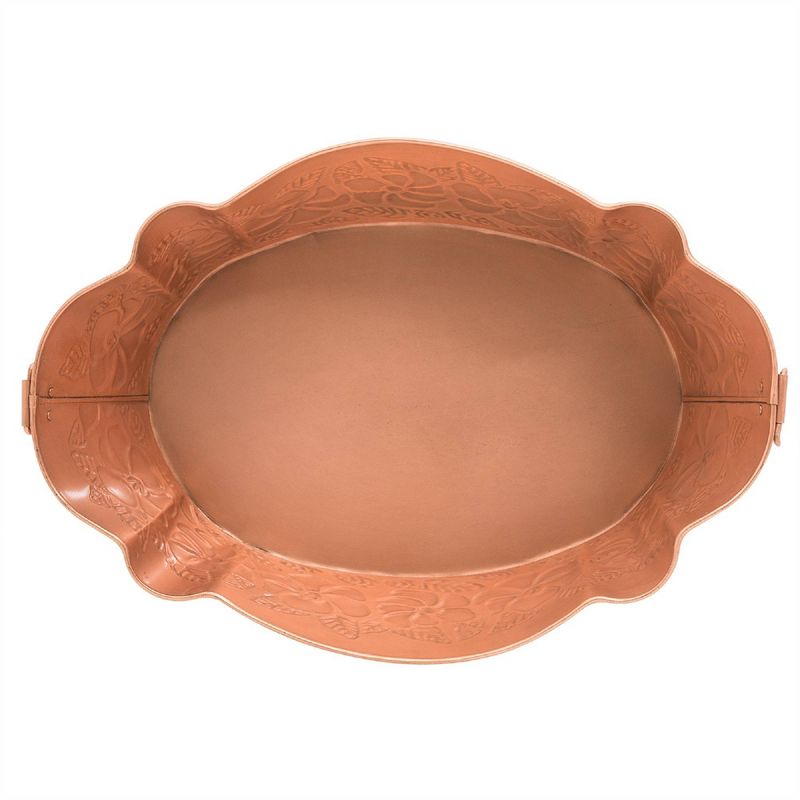 20" Oval Galvanized Vintage Embossed Decorative Tub - Achla Designs, 4 of 9