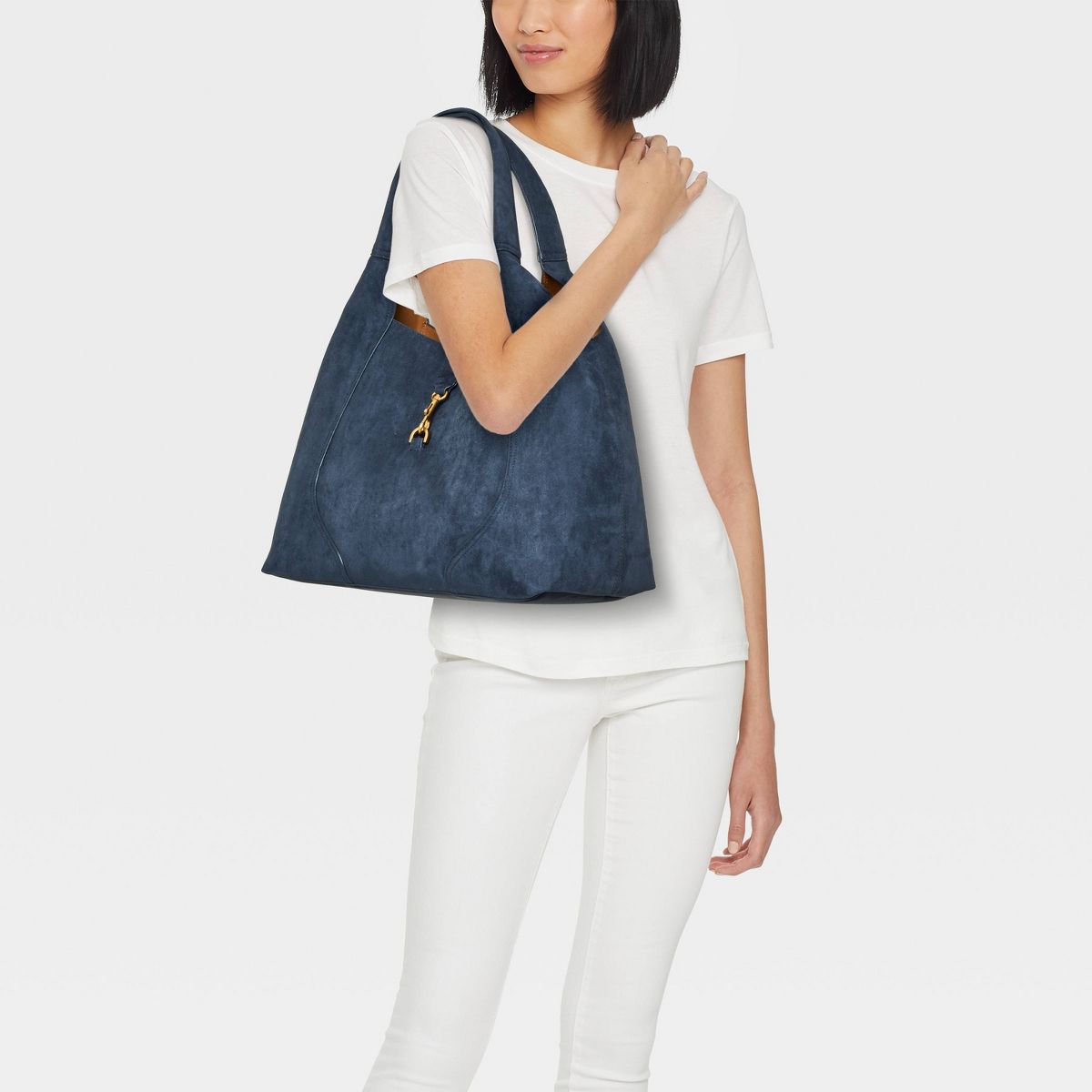 Faux Suede Shoulder Tote Bag - A New Day™ - thumbnail 2