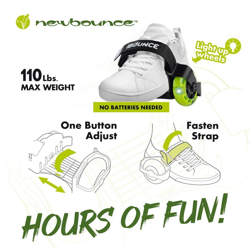 New Bounce Heel Wheel Skates with Flashing Heel Lights - Jett Wheelies for Shoes - One size, 5 of 7