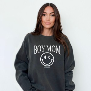 Simply Sage Market S.W.Smiley Boy Mom Outline Garment Dyed Sweatshirt - 1 of 4