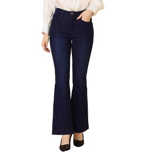 Allegra K Women's Retro High Waist Stretchy Flare Denim Jeans - 1 of 4