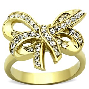 Slickblue Women’s Knots & Bows Ring in IP Gold Stainless Steel with Clear Synthetic Crystal, Size 5-10 - 1 of 4