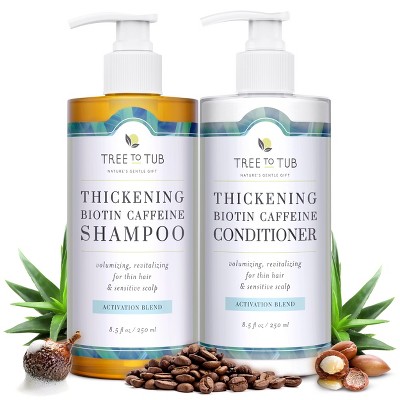 Tree To Tub Volumizing Biotin Shampoo and Conditioner Set - Activating Caffeine for Fuller Hair, Thickening Shampoo and Conditioner for Women & Men