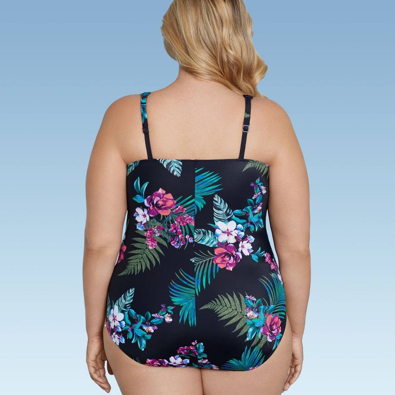 Women's UPF 50 Waist Detail Over the Shoulder One Piece Swimsuit - Aqua Green®, 3 of 7
