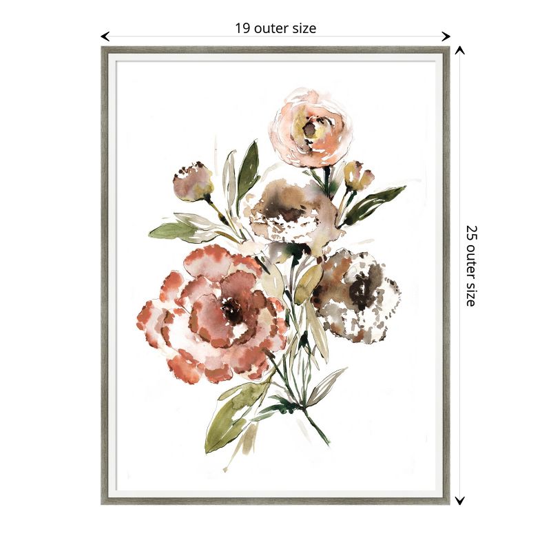 Bouquet Muted by Sara Berrenson Wood Framed Wall Art Print 19 in. x 25 in. - Amanti Art, 4 of 11