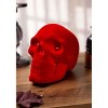HalloweenCostumes.com One Size Fits Most Light Up Flocked Velvet Skull Decoration | Halloween Table Decor with LED Lights, Red - 2 of 4