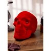 HalloweenCostumes.com One Size Fits Most Light Up Flocked Velvet Skull Decoration | Halloween Table Decor with LED Lights, Red - image 2 of 4