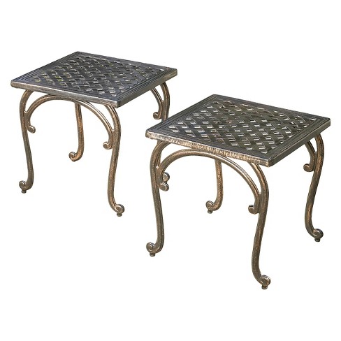 Mckinley Set Of 2 Cast Aluminum Patio End Tables Copper Christopher Knight Home Target