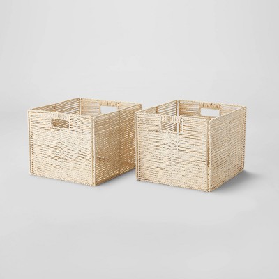 Set of 2 Large Woven Collapsible Twisted Paper Milk Crates Natural - Brightroom™