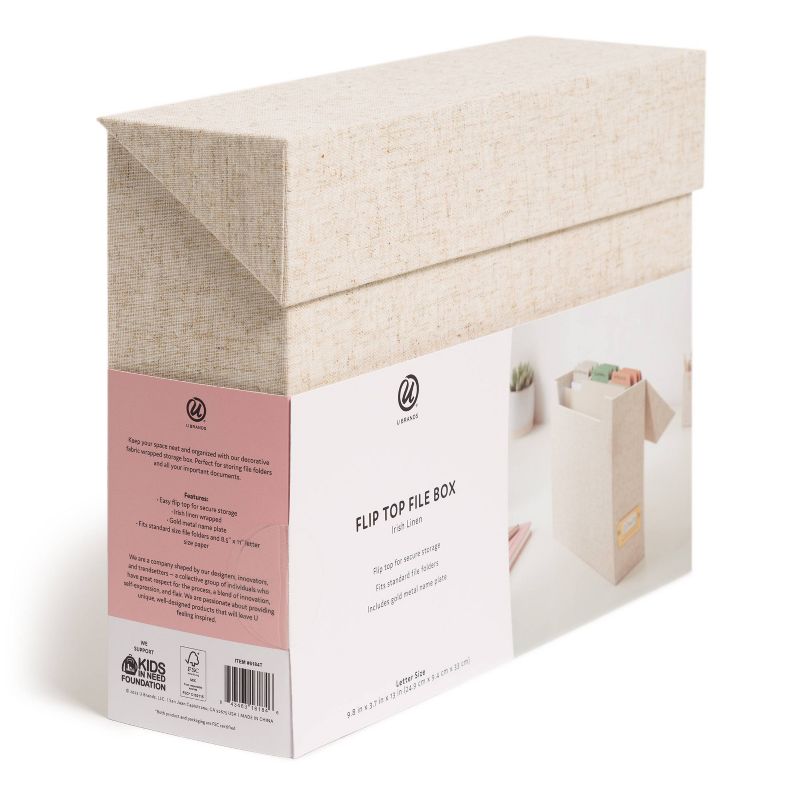 U Brands Flip Top File Box Linen Wrapped Beige, 5 of 7