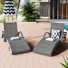 Set Of 2 Outdoor Wicker Chaise Lounge Chairs With Adjustable Backrest,Patio Rattan Reclining Chair With Pull-out Side Table -Maison Boucle - 2 of 4