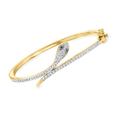 Ross-Simons 1.00 ct. t.w. Black and White Diamond Snake Bangle Bracelet in 18kt Gold Over Sterling Size 7