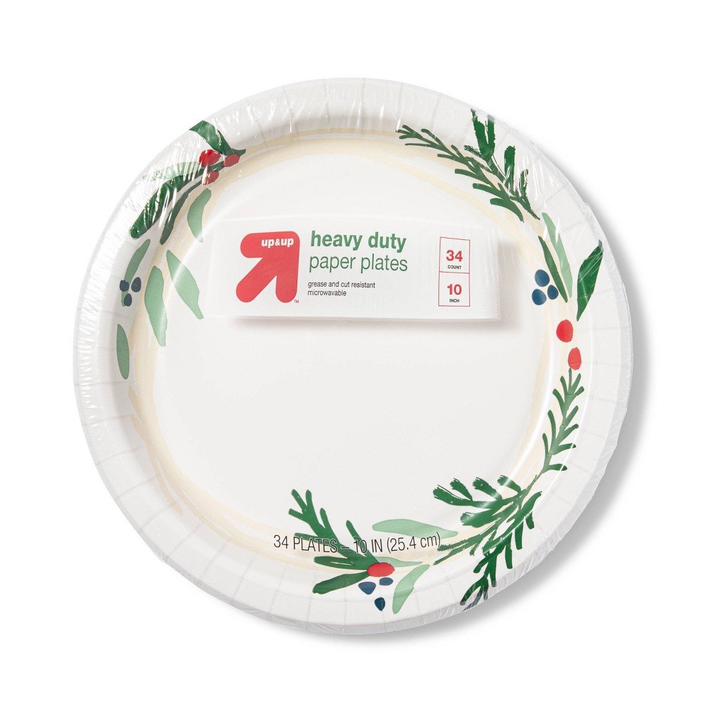 Holiday Disposable Dinnerware Plate - 10" - 34ct - up & up