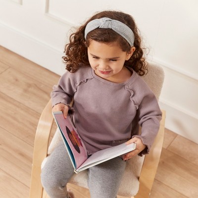 Natural Birch Kids Rocking Chair with Faux Shearling Cushion