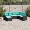 vidaXL 7 Piece Patio Sofa Set with Cushions Black and Blue Poly Rattan - Without Table - 2 of 4