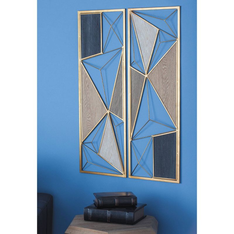 Modern Metal Abstract Wall Decor Set of 2 Brown - CosmoLiving by Cosmopolitan, 3 of 16