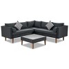 Outdoor 4-Pieces L-Shaped Sofa Set, Wicker Sofa Set with Glass Tabletop Table, Wicker Sofa with Polyester Cushions–Cuddlewood - 3 of 4