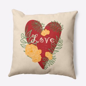16"x16" Valentine's Day Love and Roses Square Throw Pillow Buddha - e by design: Festive Indoor Decor, Polyester - 1 of 4