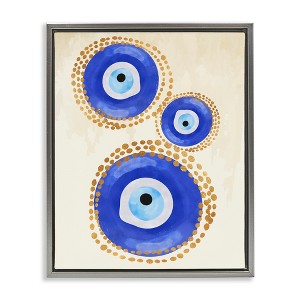 Stupell Industries Round Blue Evil Eye Pattern Floating Frame Canvas Art - 1 of 4