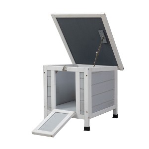 AZL1 Life Concept Pet Crates and Houses Modern Wooden Rabbit Cat Dog Hutch, Outdoor Retreat House with Openable Roof for Pets, Gray, 51"*40.5"*43" - 1 of 4