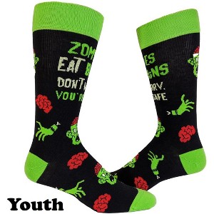 Youth Halloween Socks Funny Zombie Pumpkin Scary Footwear - Crazy Dog Socks - 1 of 4