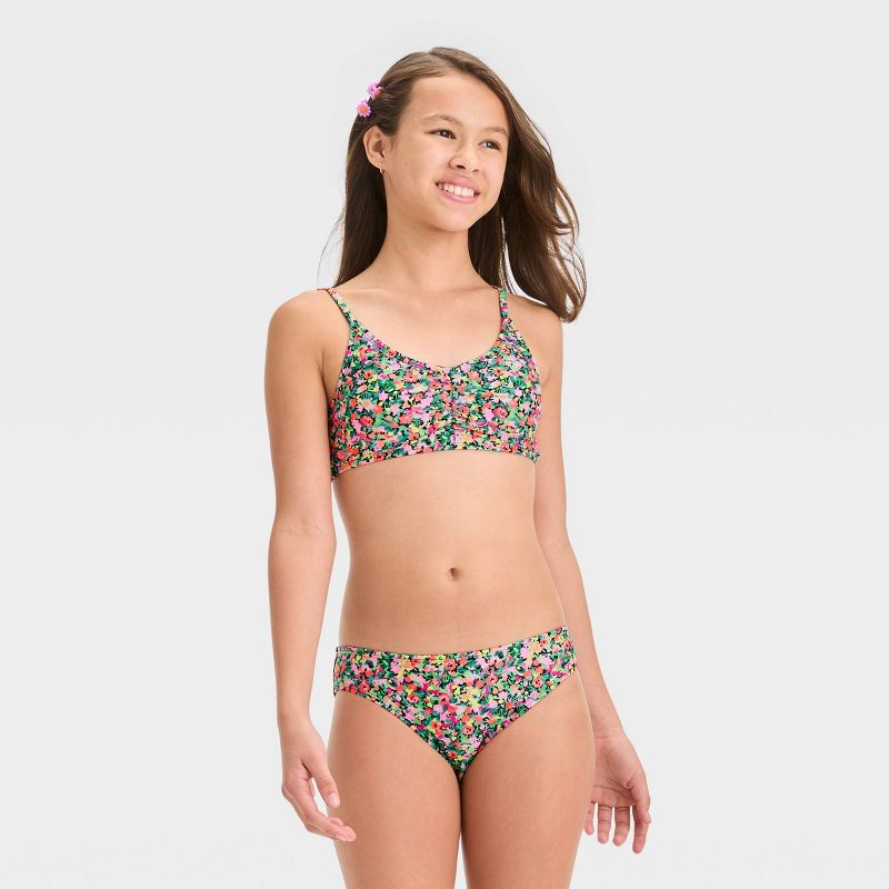 Girls&#39; &#39;Sun Seeker Ditsy&#39; Floral Printed Bikini Swim Top - art class&#8482;, 4 of 5
