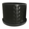 Sagebrook Home Set of 2 Ceramic Planters - 10" & 12" Black Planters on Saucers - Contemporary Diamond Design For Indoor or Outdoor Plants, Succulents - 2 of 4
