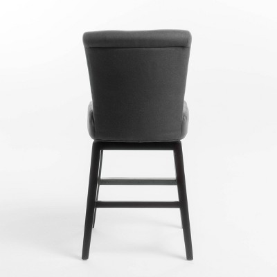 Dark Charcoal and Brown Fabric Swivel Counter Stool