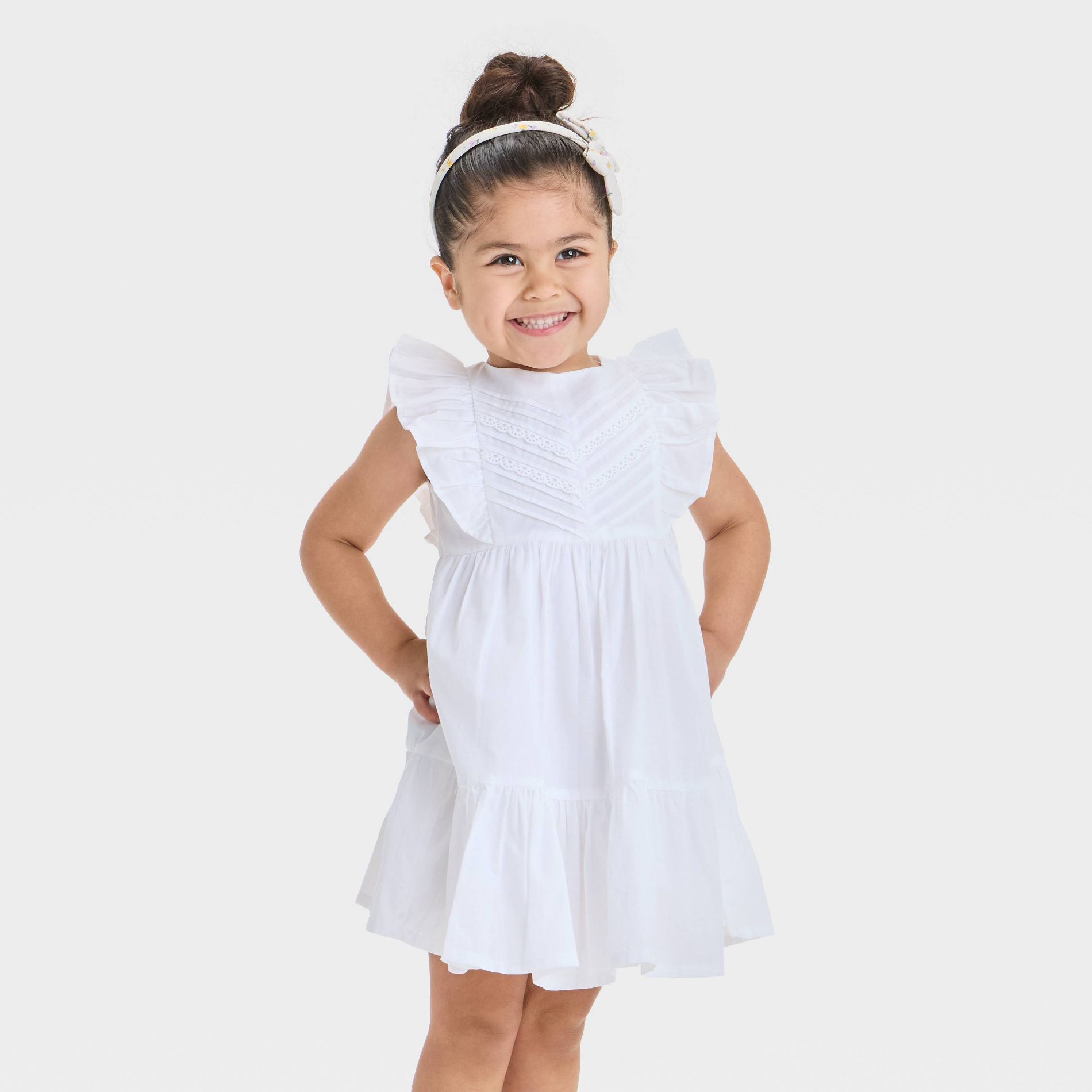 OshKosh B'gosh Toddler Girls' Lace Dress - White 18M: Cotton Sleeveless Tunic, Crew Neck, Elastic Waistband