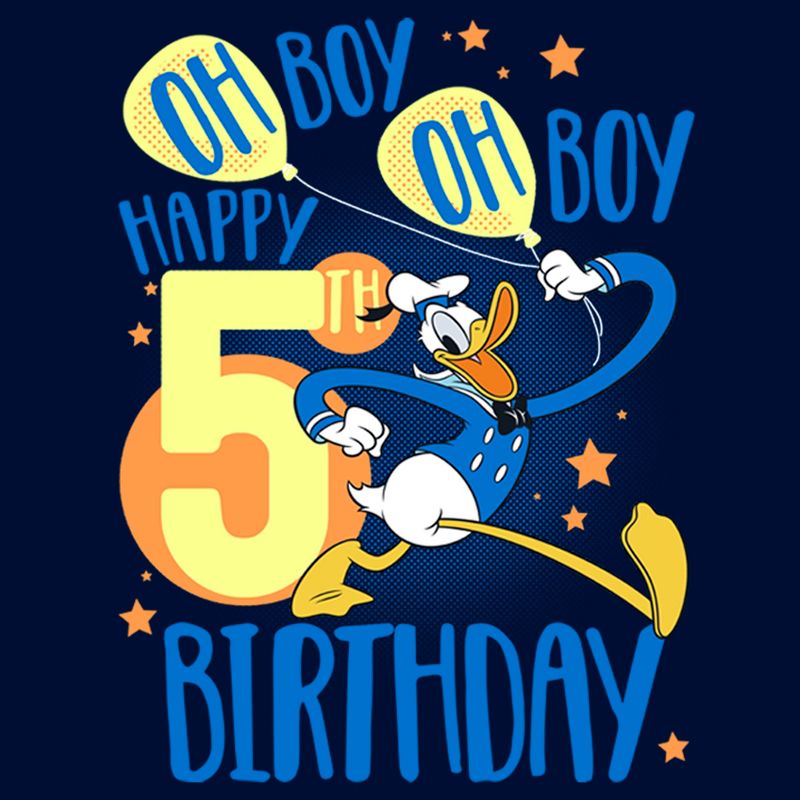Boy's Disney Donald Duck Oh Boy Happy 5th Birthday T-Shirt, 2 of 5